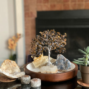 Tigers Eye and Clear Quartz Tree